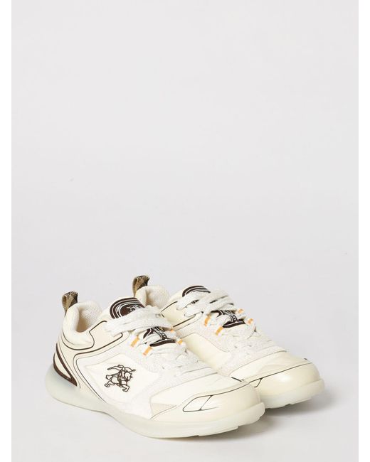 Burberry White Ekd Low-Top Synthetic Leather Sneakers for men
