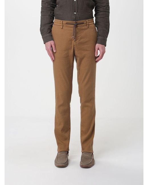 Mason's Natural Linen And Cotton Blend Drawstring Trousers for men