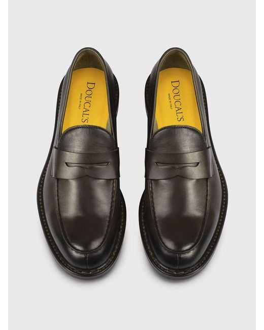 Doucal's White Leather Loafers for men