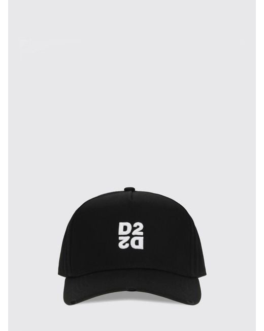 DSquared² Black Cotton Baseball Cap With Embroidered Logo for men