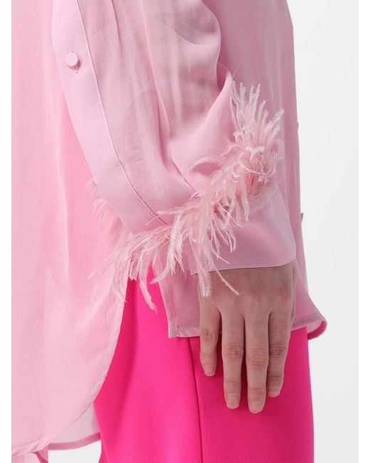 Pinko Pink Semi-sheer Long-sleeved Georgette Shirt