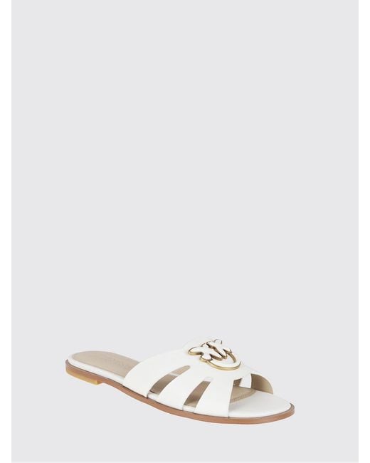 Pinko White Milly 04 Leather Mules
