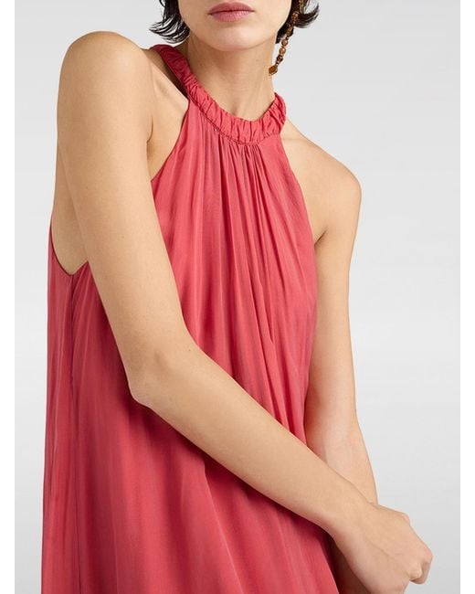 Momoní Red Momon&Igrave Silk-Blend Halter-Neck Off-The-Shoulder Long Dress