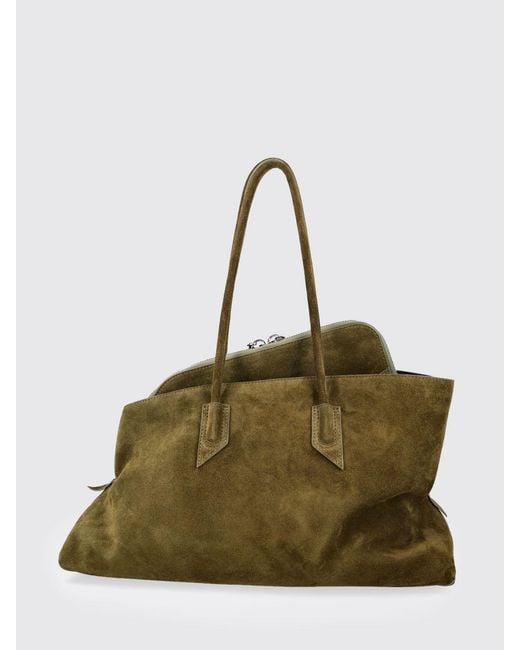 The Attico Green La Passeggiata Medium Suede Bag