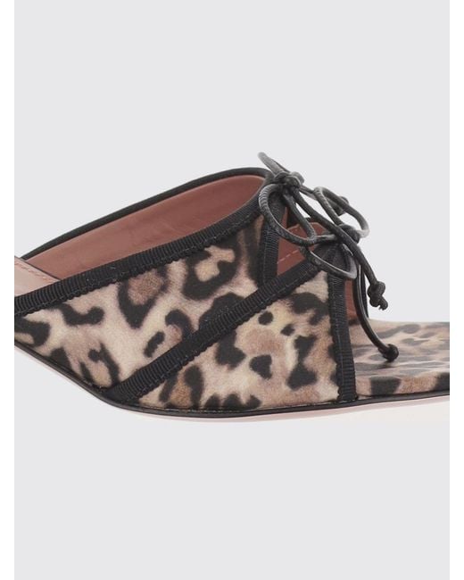 AMINA MUADDI Red Animal Print Satin Eleonora Mules