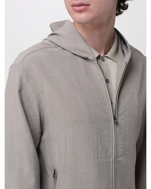 Emporio Armani Gray Polyester Windbreaker for men