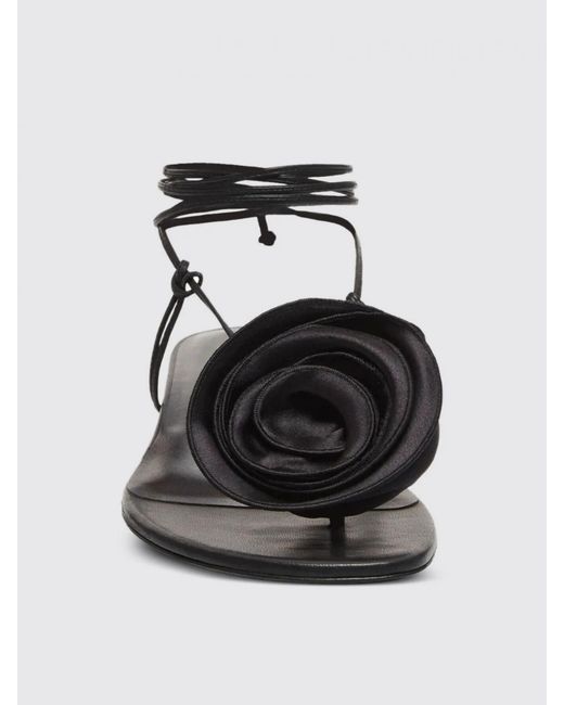 Magda Butrym Black Rose Accent Flat Sandals
