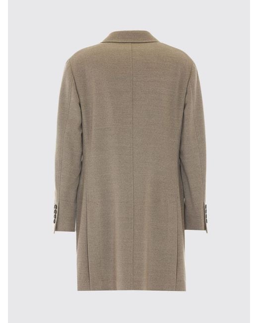 Brunello Cucinelli Natural Single-Breasted Pure Cashmere Coat With Notch Lapels for men