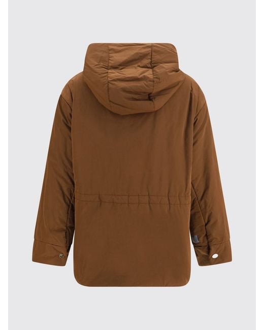 Max Mara Brown Short Technical Fabric Parka With Hood And Drawstring