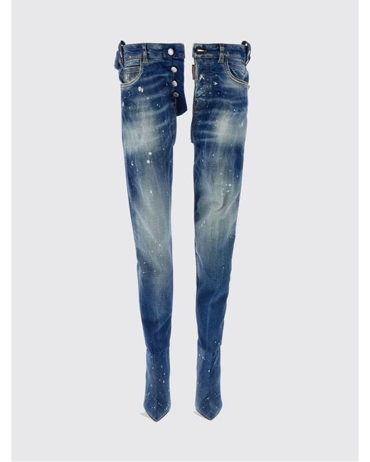 DSquared² Blue Flat Ankle Boots