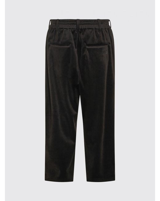 Y-3 Black Velvet Trousers With Drawstring Waist And Side Pockets for men