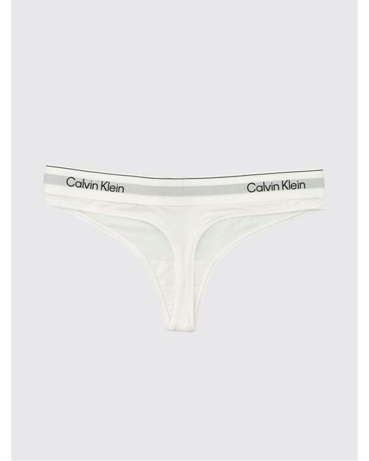 Calvin Klein White Cotton Blend Logo Thong