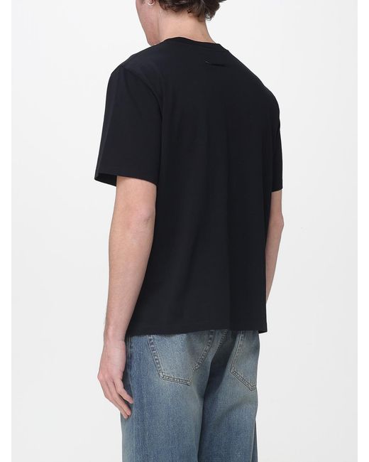 MM6 by Maison Margiela Black Cotton T-Shirt With Logo for men