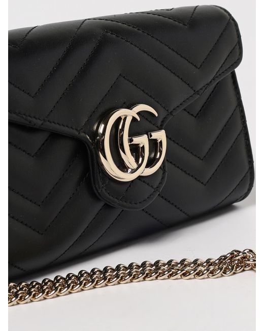 Gucci Black Gg Marmont Chain Wallet Bag