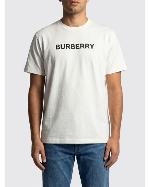 Burberry White Cotton T-Shirt With Logo for men