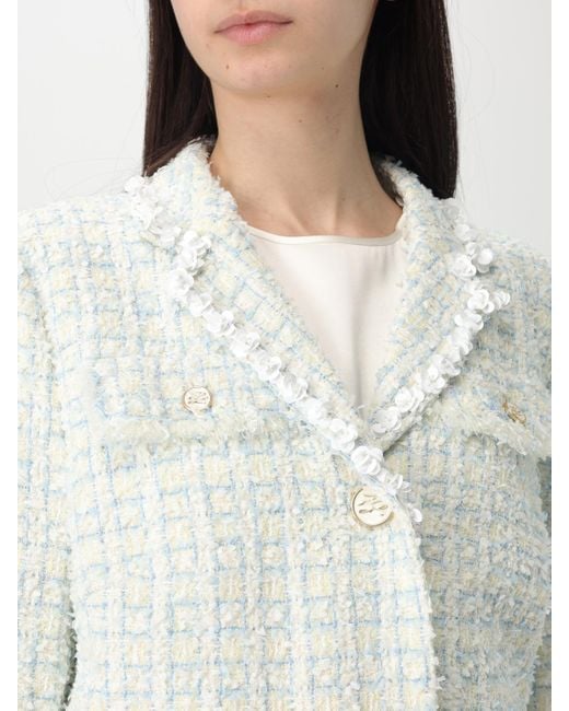 Karl Lagerfeld White Tweed Jacket Skirt Set Frayed Hem