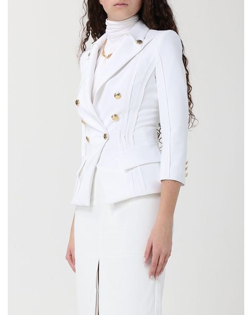 Elisabetta Franchi White Double-Breasted Blazer