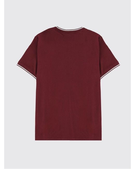 Fred Perry Red Cotton T-Shirt With Logo for men
