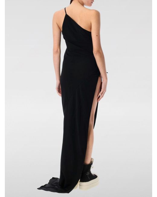 Rick Owens Black Asymmetrical Oneshoulder Maxi Dress