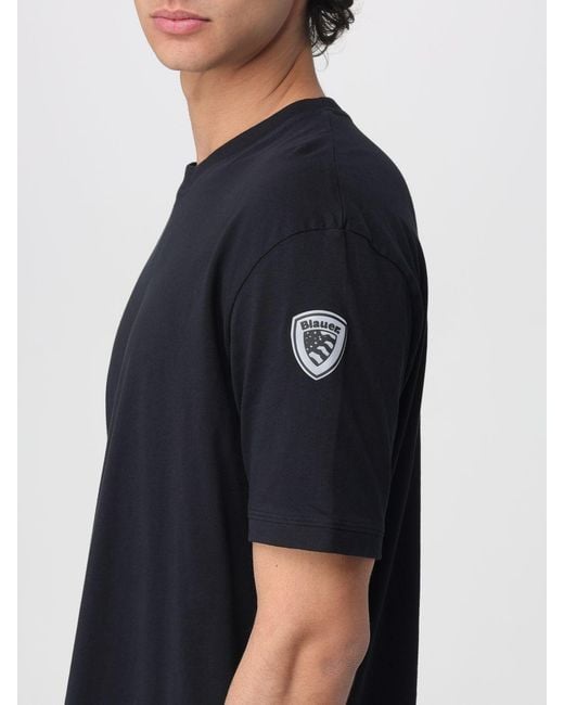Blauer Black Cotton T-Shirt With Logo for men