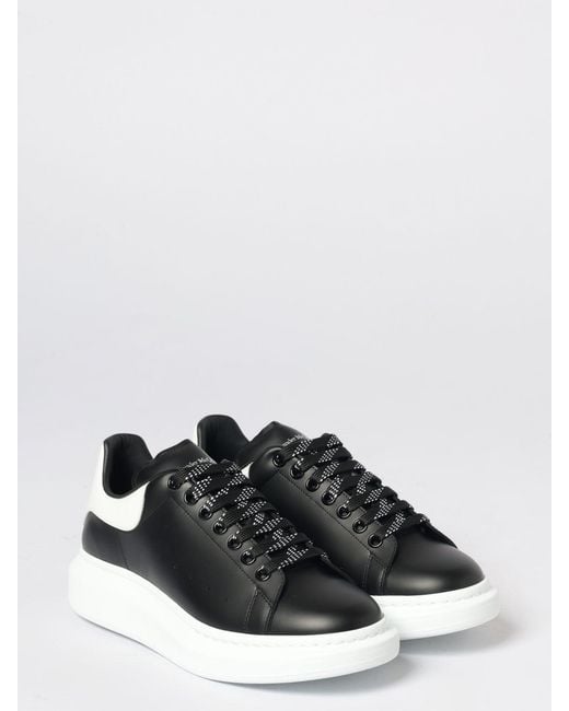 McQueen Black Oversized Leather Sneakers for men