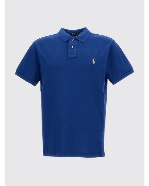 Polo Ralph Lauren Blue Cotton Polo Shirt With Pony Logo for men