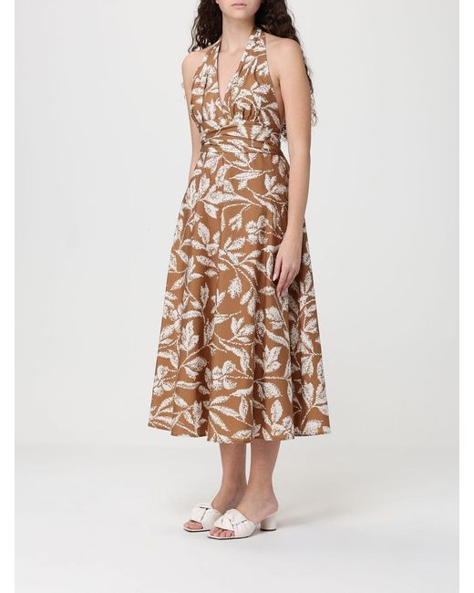 Max Mara Natural Printed Cotton Midi Dress