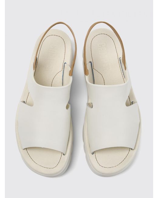 Camper White Beet Platform Sandal Leather