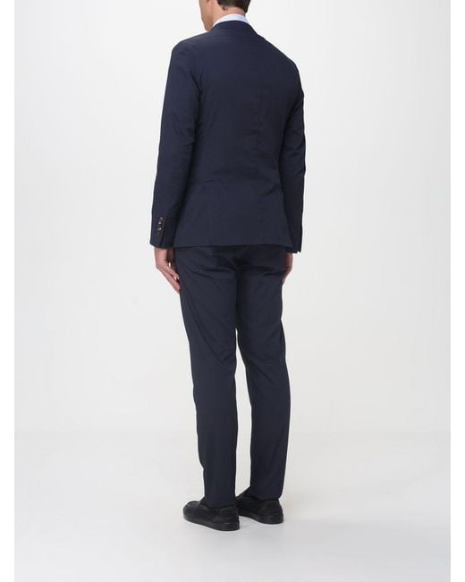Eleventy Blue Single-Breasted Seersucker Cotton Suit for men