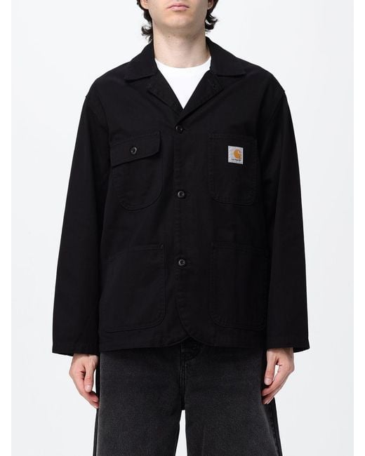 Carhartt Black Cotton Twill Shirt Jacket With Patch Pockets And Logo Patch for men