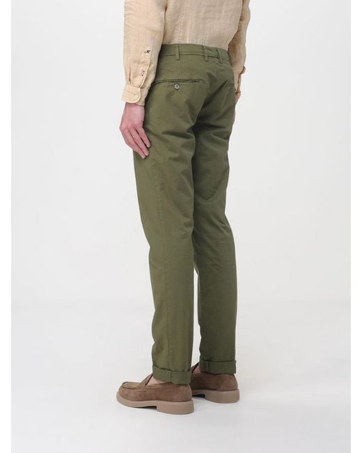 Mason's Green Cotton Stretch Chino Trousers for men