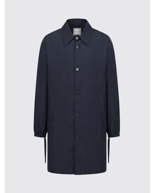 Wooyoungmi Blue Water-Repellent Polyester Trench Coat With Elasticated Cuffs for men