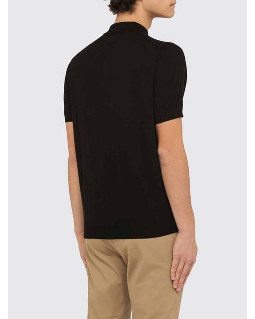 Drumohr Black Cotton Knit Polo Shirt for men