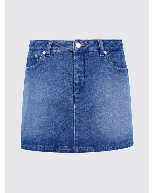 A.P.C. Blue Denim Pencil Mini Skirt With Five-Pocket Design