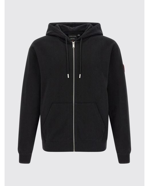 Canada Goose Blue Zipped Cotton Hoodie With Logo for men