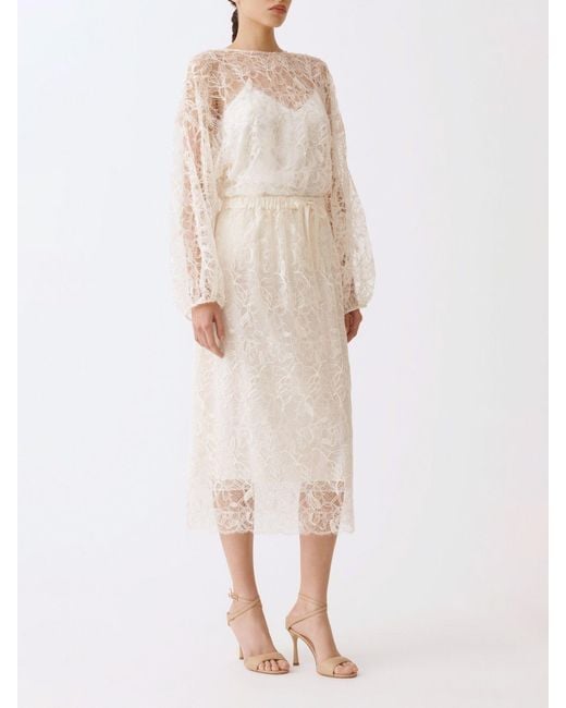 Fabiana Filippi Pink Lace Midi Skirt