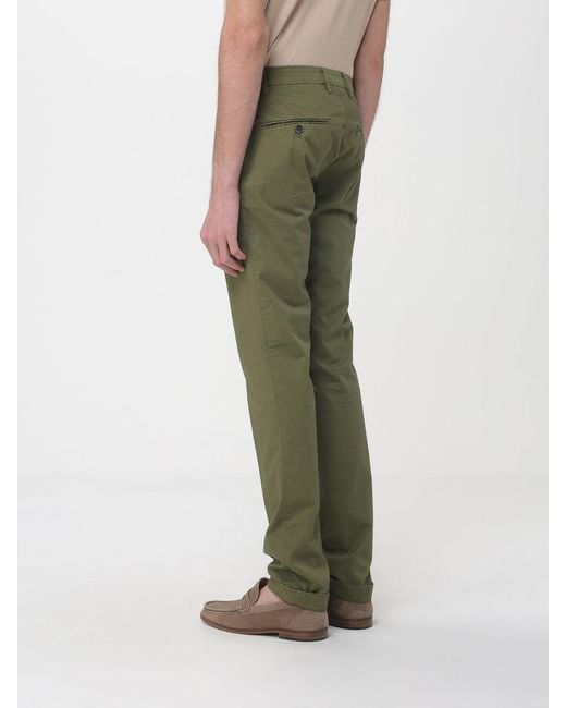 Mason's Green Stretch Cotton Chino Trousers for men
