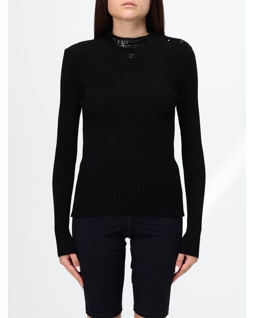 Courreges Black CourrÈ Ges Slim Fit Long-Sleeved Ribbed Sweater