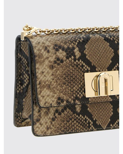Furla Gray 1927 Printed Goatskin Shoulder Bag