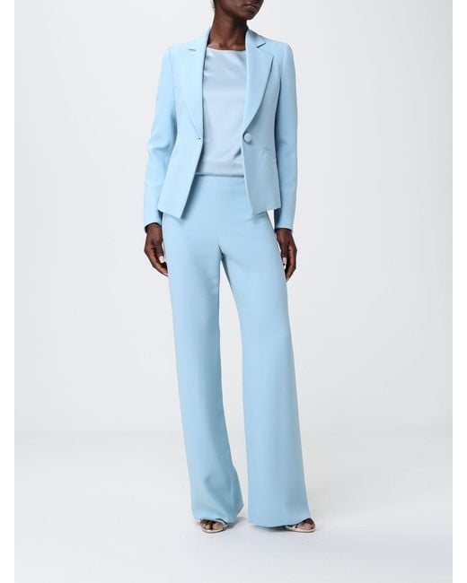 Emporio Armani Blue Crepe Wide Leg Trousers