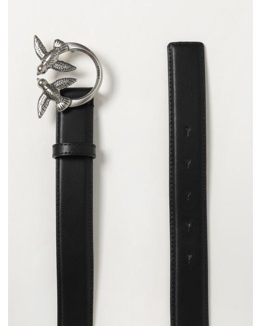 Pinko White Love Birds Leather Belt