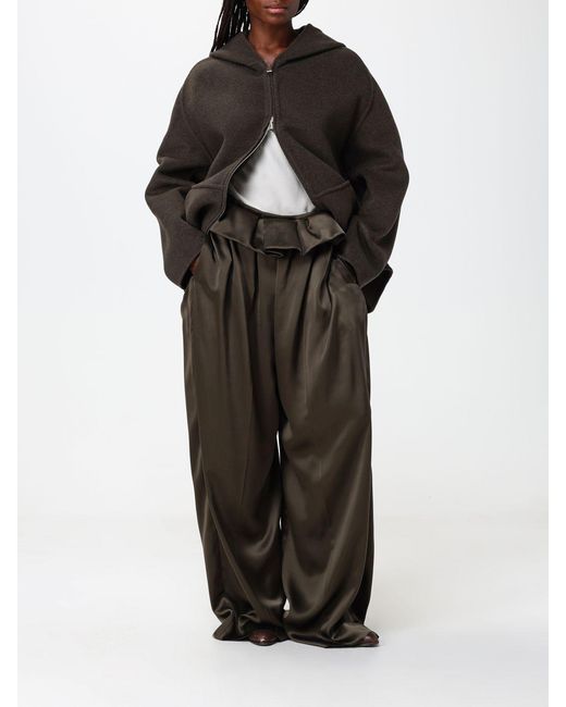 Khaite Black Kira High-Waisted Wide-Leg Satin Trousers With Drawstring