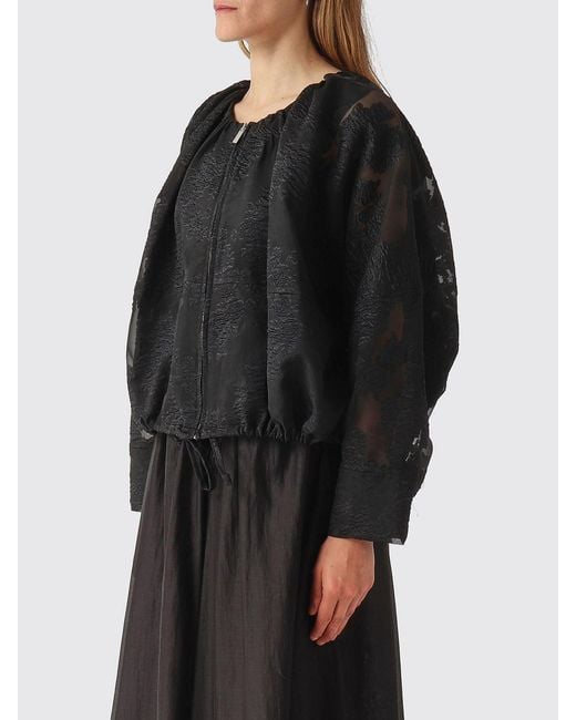 MEIMEIJ Black Embroidered Fil Coupe Jacquard Bomber Jacket