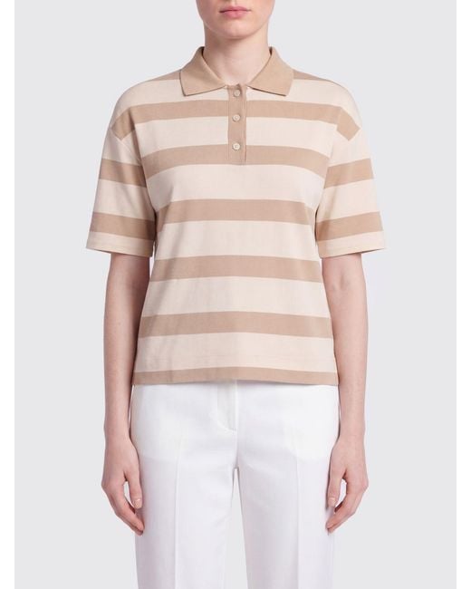 Max Mara White Striped Cotton Polo Shirt