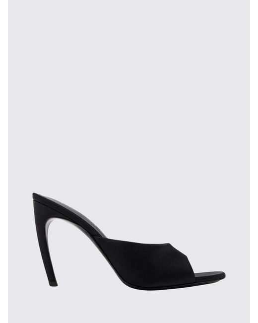 The Attico Black Betta Satin Mules Sandals With A Curved High Heel And Open Toe