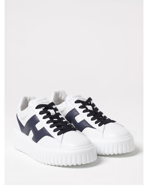 Hogan White H-Stripe Leather Sneakers for men