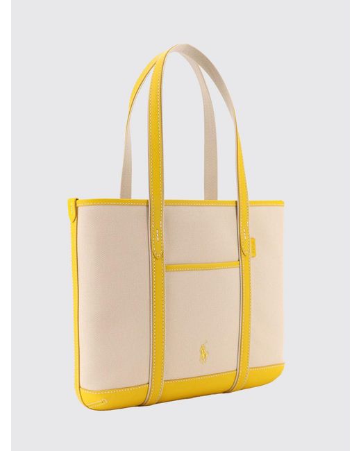 Polo Ralph Lauren Yellow Canvas And Leather Bag