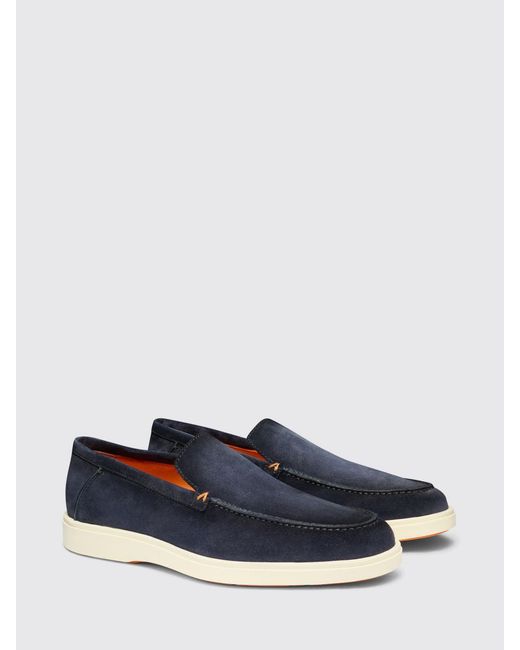 Santoni Blue Botanist Suede Loafer for men