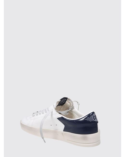 Golden Goose Deluxe Brand White Stardan Calfskin Leather Sneakers With Contrast Logo for men