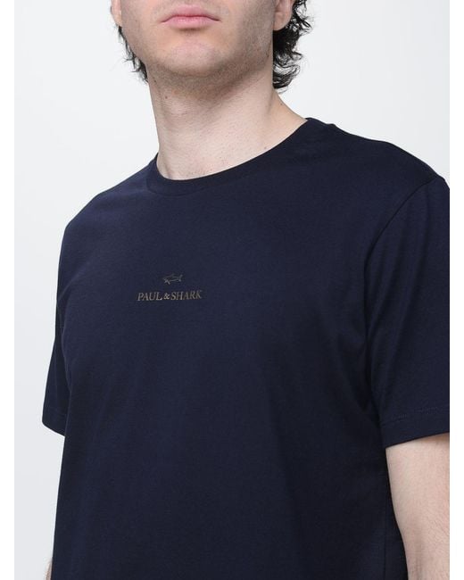 Paul & Shark Blue Paul &Amp Shark Cotton T-Shirt With Logo for men